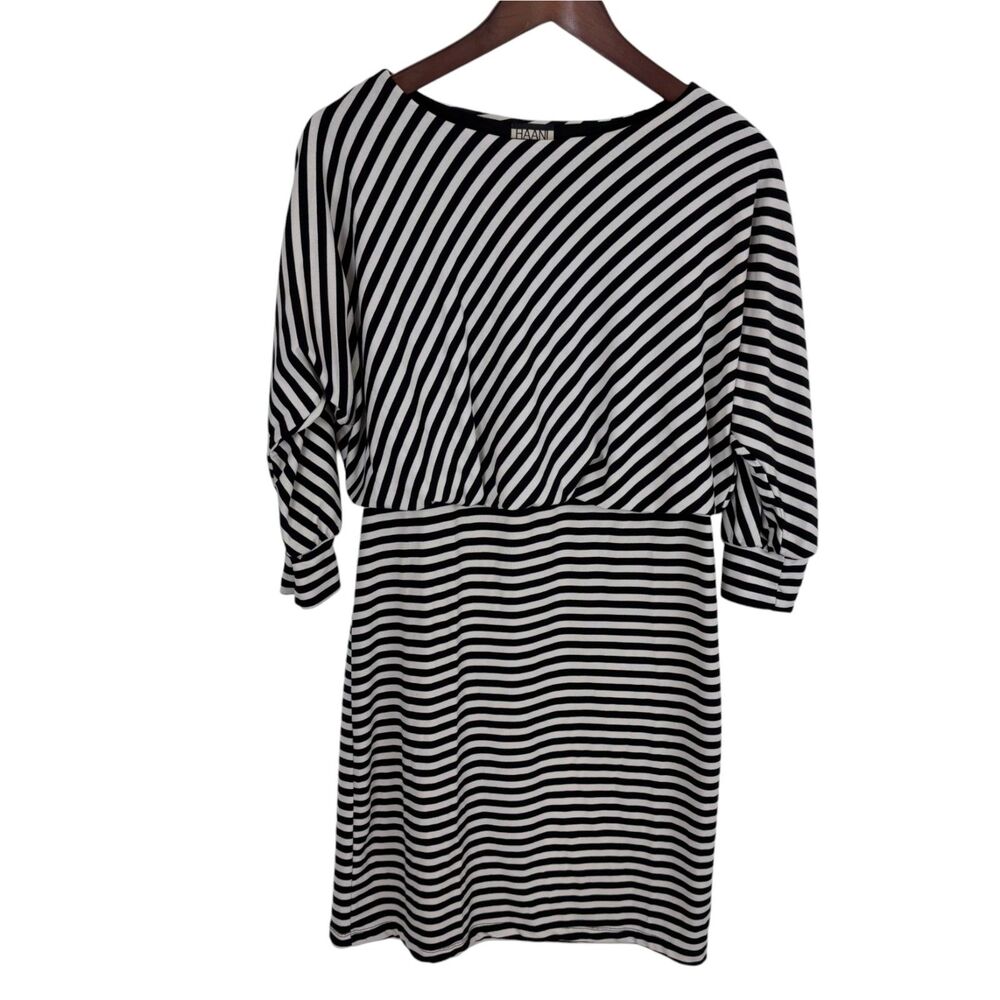 Haani Black and White Striped Fitted Pencil Skirt Dress Women's Small